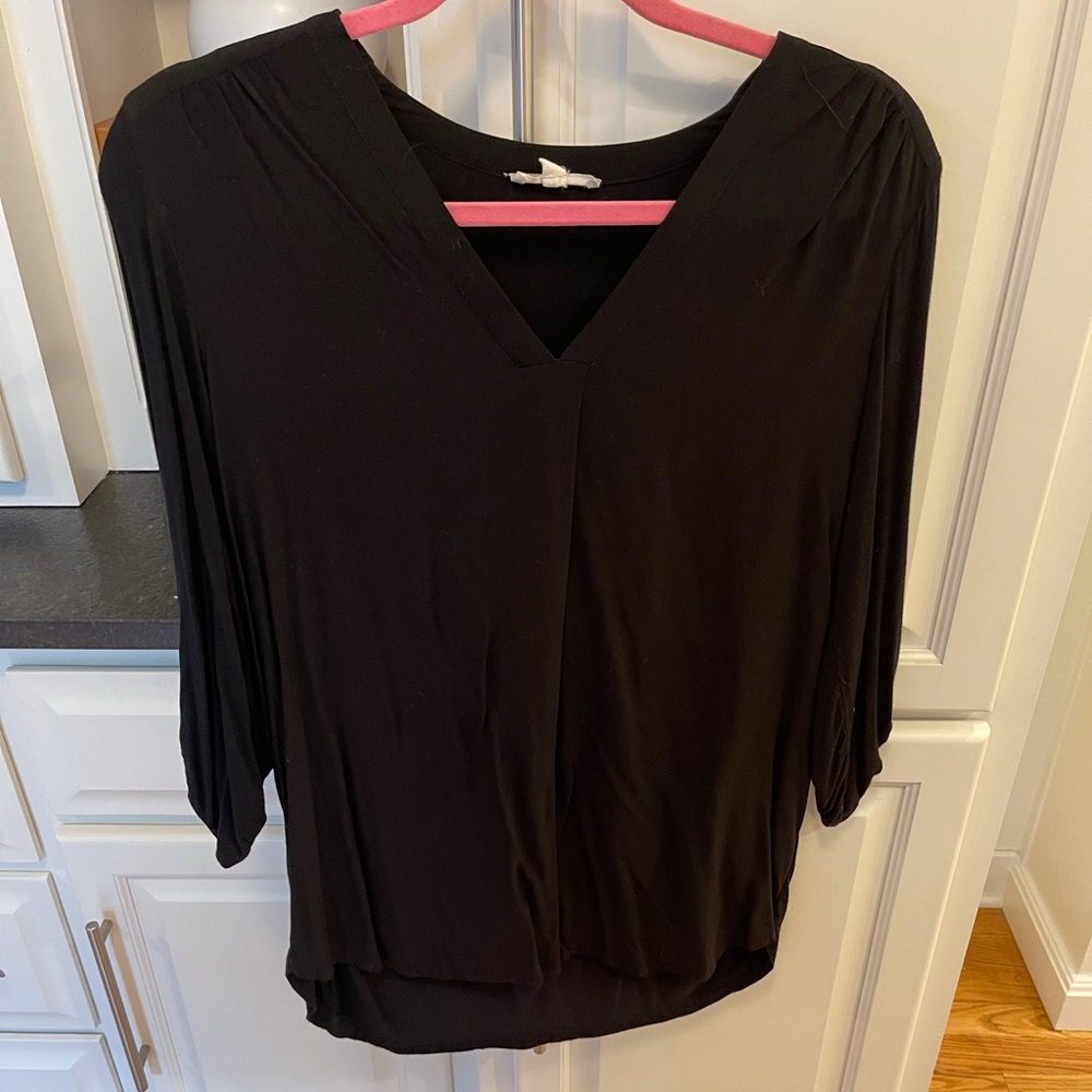 Black V-neck Pleione Top